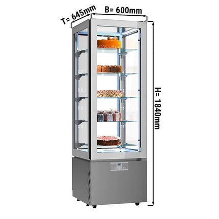 GGM Gastro 4-Sided Glass Display Fridge - 324L - 600mm - Double glazing - with 5 glass shelves - 1 glass door