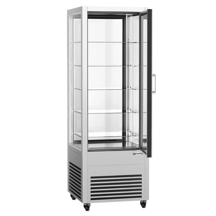 GGM Gastro 4-Sided Glass Display Fridge - 440L - 675mm - Double glazing - square - with 5 glass shelves - 1 front & 1 rear glass door