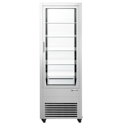 GGM Gastro 4-Sided Glass Display Fridge - 440L - 675mm - Double glazing - square - with 5 glass shelves - 1 front & 1 rear glass door