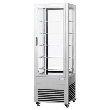 GGM Gastro 4-Sided Glass Display Fridge - 440L - 675mm - Double glazing - square - with 5 glass shelves - 1 front & 1 rear glass door