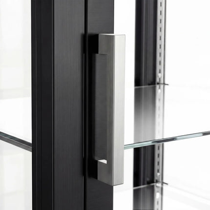 GGM Gastro 4-Sided Glass Display Fridge - 440L - 675mm - Double glazing - with 5 glass shelves - 1 rear glass door - for patisserie - Black