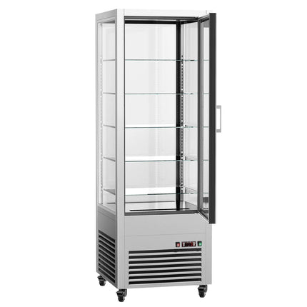 GGM Gastro 4-Sided Glass Display Fridge - 440L - Double glazing - with 5 glass shelves - 1 rear glass door