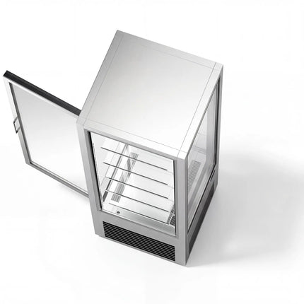 GGM Gastro 4-Sided Glass Display Fridge - 440L - Double glazing - with 5 glass shelves - 1 rear glass door