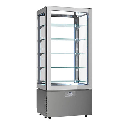 GGM Gastro 4-Sided Glass Display Fridge - 457L - 805mm - Double glazing - square - with 5 glass shelves - 1 glass door