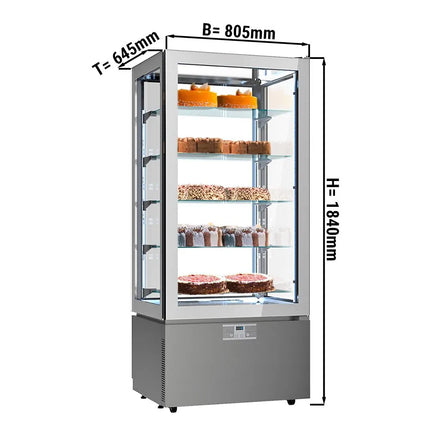 GGM Gastro 4-Sided Glass Display Fridge - 457L - 805mm - Double glazing - square - with 5 glass shelves - 1 glass door
