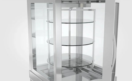 GGM Gastro 4-Sided Glass Display Fridge - 935L - 1320mm - with 14 rotating shelves - 2 doors - Silver