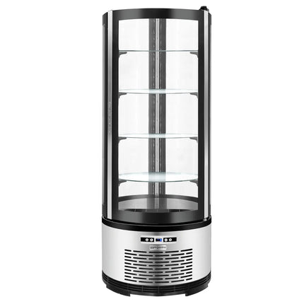 GGM Gastro 4-Sided Glass Display Fridge Self-Service - 360L - 680mm - Double glazing - round - with 4 glass shelves - 1 self-closing door - for patisserie
