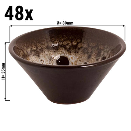 GGM Gastro (48 pcs) Dessert Bowl - SABANA - Stoneware - 50ml - round - Ø 80mm - Brown/White