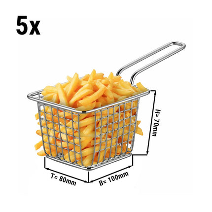 GGM Gastro (5 Cái) Giỏ Phục Vụ - SNACKHOLDER - Thép Không Gỉ - Chữ Nhật - 100x80mm
