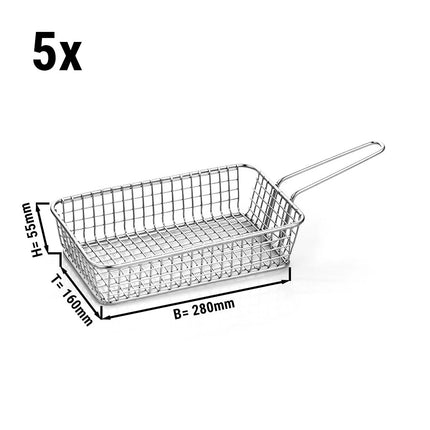GGM Gastro (5 Cái) Giỏ Phục Vụ - SNACKHOLDER - Thép Không Gỉ - Chữ Nhật - 280x160mm