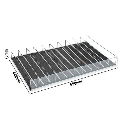 GGM Gastro (5 pcs) Beverage shelf - Acrylic & stainless steel - 550x442x75mm - for WKBL700 & WTBL700, and outer doors of WKBL1500, WKBL1100 & WTBL1100 - 10 compartments