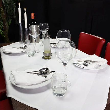 GGM Gastro (5 pcs) Damask Square Tablecloth Tessin Atlas - Satin Band - 80x80cm - White