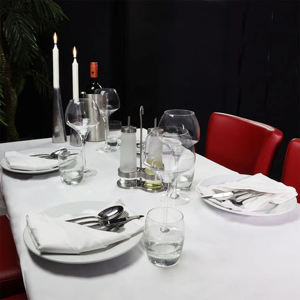 GGM Gastro (5 pcs) Damask Tablecloth Tessin Atlas - Satin Band - 130x220cm - White