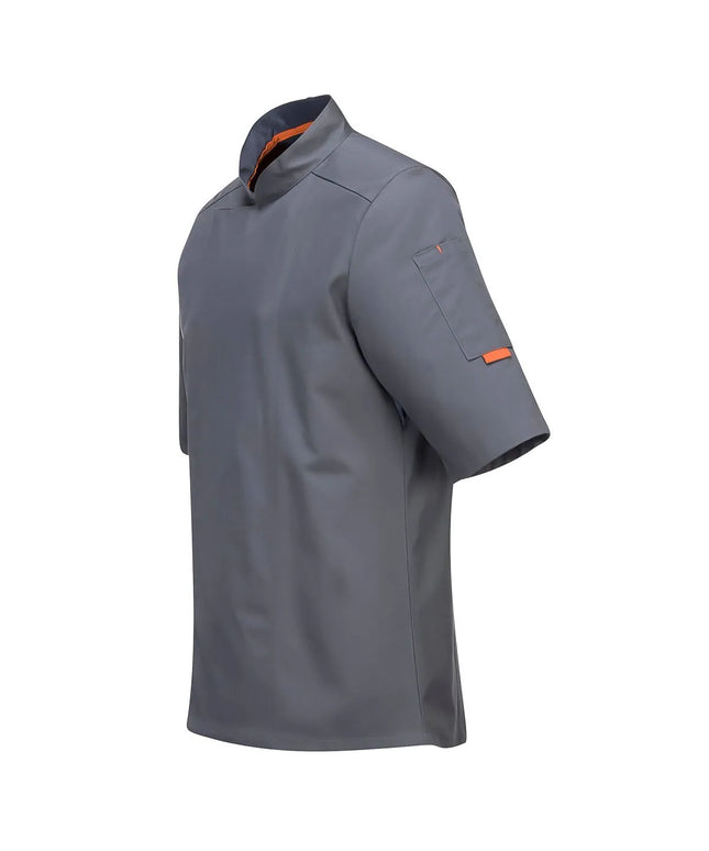 GGM Gastro (5 pcs) MeshAir Pro Unisex Chef Jacket - Short Sleeve - Black - Size: L