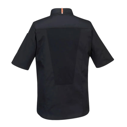 GGM Gastro (5 pcs) MeshAir Pro Unisex Chef Jacket - Short Sleeve - Black - Size: S