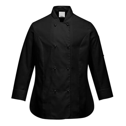 GGM Gastro (5 pcs) MeshAir Pro Womens Chef Jacket - Long Sleeve - Black - Size: L