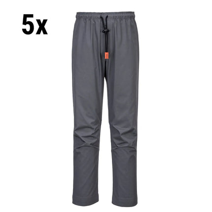 GGM Gastro (5 pcs) Unisex Chef Trousers Slim Fit MeshAir Pro - Grey - Size: 3XL