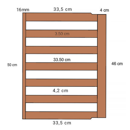 GGM Gastro (5 pcs) Wire shelf - Wooden - 500x390x30mm - for GGM GK374USLED, GK374UES, GK374UG, GK374US & GK374UEG wine fridges - for up to 6 wine bottles