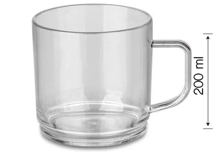 GGM Gastro (50 Cái) Cốc Quai Polycarbonate - Trong Suốt - 200ml - Chống Vỡ