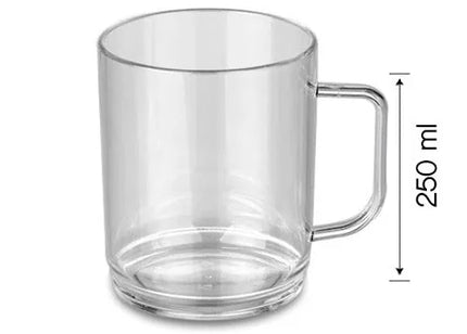 GGM Gastro (50 Cái) Cốc Quai Polycarbonate - Trong Suốt - 250ml - Chống Vỡ