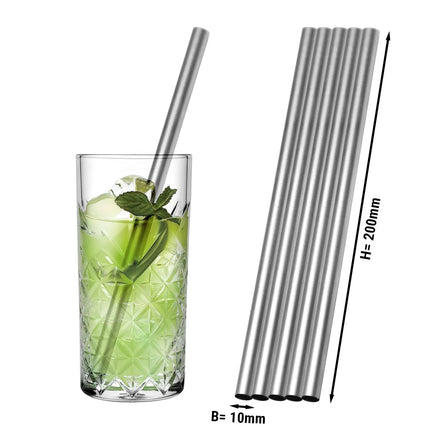 GGM Gastro (50 Cái) Ống Hút Inox - 200mm - Ø10mm - Thẳng