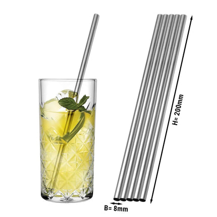 GGM Gastro (50 Cái) Ống Hút Inox - 200mm - Ø8mm - Thẳng