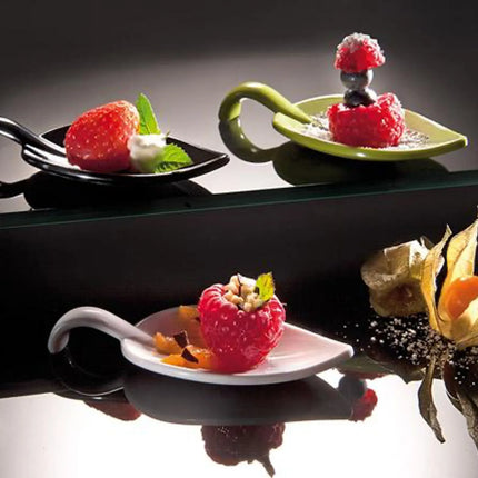 GGM Gastro (50 pcs) Canape spoon - LEAF - Melamine - 100mm - Black