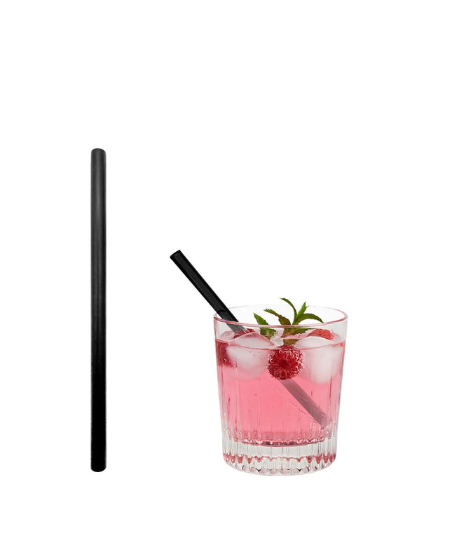 GGM Gastro (50 pcs) Glass Drinking Straws - 150mm - ø 8mm - straight - Black Matte - incl. 1 Nylon cleaning brush