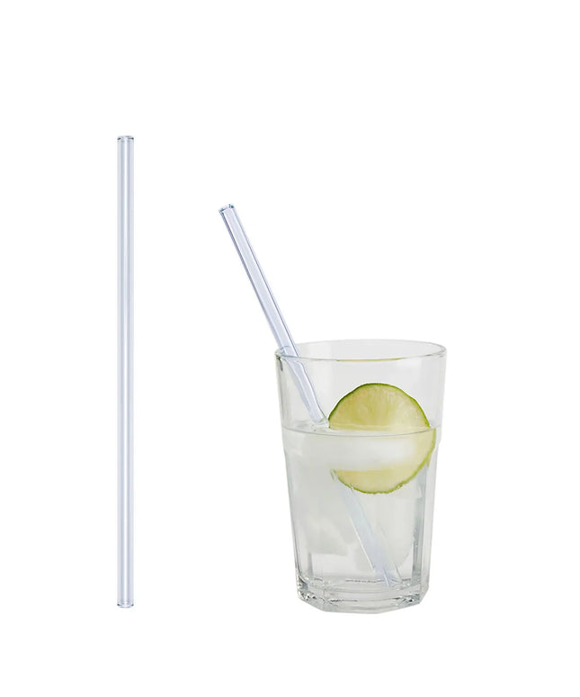 GGM Gastro (50 pcs) Glass Drinking Straws - 200mm - ø 10mm - straight - Clear - incl. 1 Nylon cleaning brush