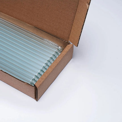 GGM Gastro (50 pcs) Glass Drinking Straws - 200mm - ø 10mm - straight - Clear - incl. 1 Nylon cleaning brush