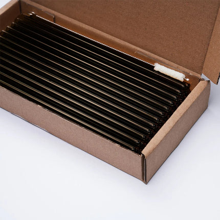 GGM Gastro (50 pcs) Glass Drinking Straws - 200mm - ø 8mm - straight - Black - incl. 1 Nylon cleaning brush
