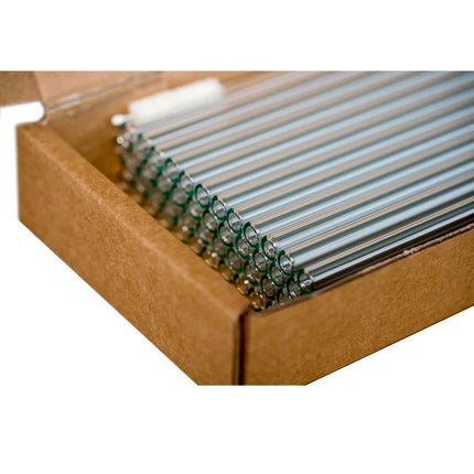 GGM Gastro (50 pcs) Glass Drinking Straws - 200mm - ø 8mm - straight - Clear - incl. 1 Nylon cleaning brush
