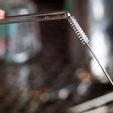 GGM Gastro (50 pcs) Glass Drinking Straws - 200mm - ø 8mm - straight - Clear - incl. 1 Nylon cleaning brush