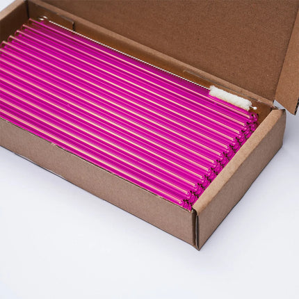 GGM Gastro (50 pcs) Glass Drinking Straws - 230mm - ø 8mm - straight - Neon Pink - incl. 1 Nylon cleaning brush
