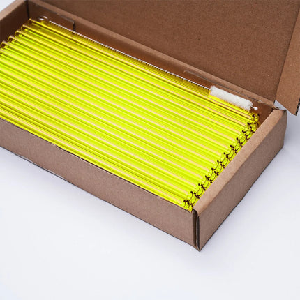 GGM Gastro (50 pcs) Glass Drinking Straws - 230mm - ø 8mm - straight - Neon Yellow - incl. 1 Nylon cleaning brush