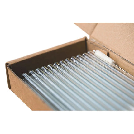 GGM Gastro (50 pcs) Glass Drinking Straws - 270mm - ø 8mm - straight - Clear - incl. 1 Nylon cleaning brush