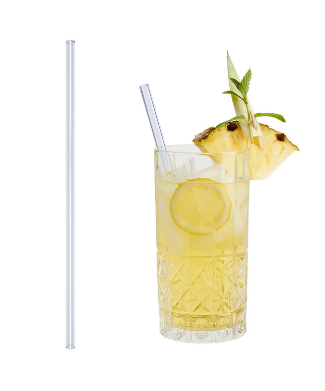 GGM Gastro (50 pcs) Glass Drinking Straws - 300mm - ø 8mm - straight - Clear - incl. 1 Nylon cleaning brush