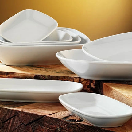 GGM Gastro (6 Cái) Đĩa Lớn Bầu Dục - Sứ - 240x110mm - Trắng