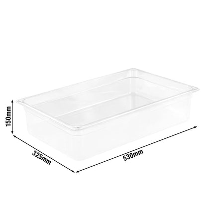 GGM Gastro (6 Cái) Khay Đựng Thực Phẩm GN 1/1 Polycarbonate - Trong Suốt - 19.5L - Sâu 150mm