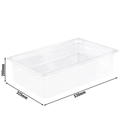 GGM Gastro (6 Cái) Khay Đựng Thực Phẩm GN 1/1 Polycarbonate - Trong Suốt - 25.6L - Sâu 200mm