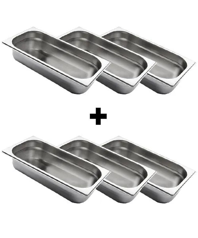 GGM Gastro (6 Cái) Khay Đựng Thực Phẩm GN 1/3 Thép Không Gỉ - 176x325mm - Sâu 65mm