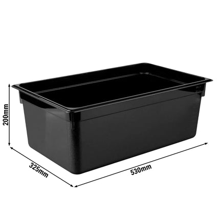 GGM Gastro (6 Cái) Khay GN 1/1 Polycarbonate - Đen - 25.6L - Sâu 200mm