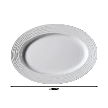 GGM Gastro (6 Cái) SEA WAVE - Đĩa Lớn Bầu Dục - Sứ - 280x280mm - Trắng