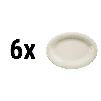 GGM Gastro (6 Cái) SEMPRE - Đĩa Lớn Bầu Dục - Sứ - 230x230mm - Màu Kem