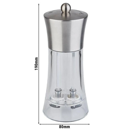 GGM Gastro (6 pcs) 5.1 cm-1 Salt & Pepper Mill PREMIUM - SPICEX - Acrylic - Height: 190mm - Clear
