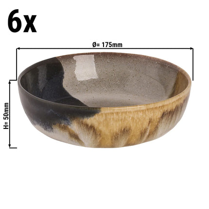 GGM Gastro (6 pcs) AQUAREL | Deep Plate - Stoneware - Ø175mm - Beige/Blue