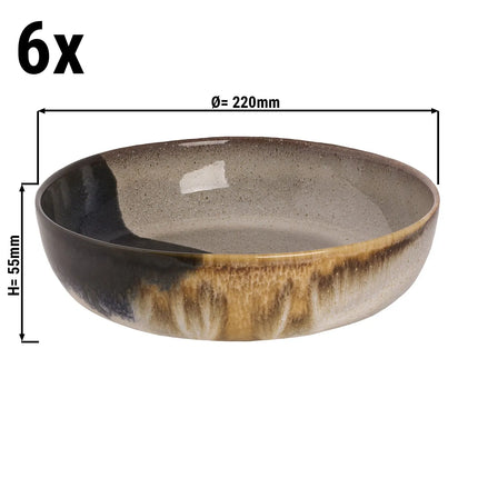 GGM Gastro (6 pcs) AQUAREL | Deep Plate - Stoneware - Ø220mm - Beige/Blue