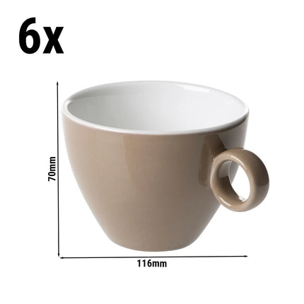 GGM Gastro (6 pcs) BART | Cappuccino Cup Colour Cafe - 230ml - Brown