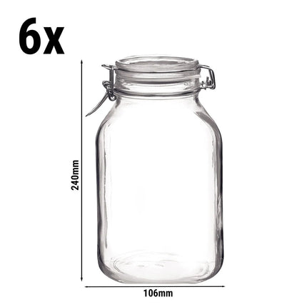 GGM Gastro (6 pcs) Bormioli Rocco | Clip Top Preserve Jar - DUBLIN - 1.5L - with Clip Top Lid