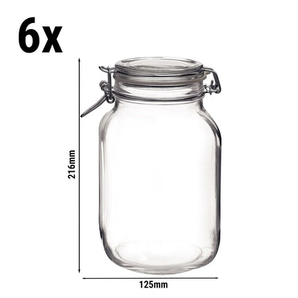 GGM Gastro (6 pcs) Bormioli Rocco | Clip Top Preserve Jar - DUBLIN - 2L - with Clip Top Lid